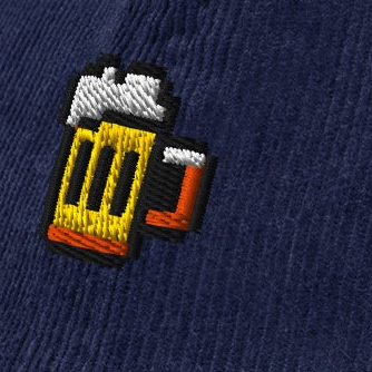 Pixel Bier – Bestickte Cord Cap · Blau · Stick
