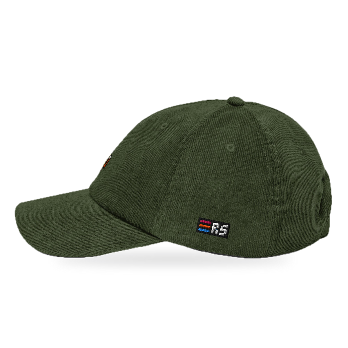 Pixel Bier – Bestickte Cord Cap · Grün · Seite · freigestellt