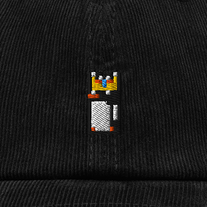 Pixel Pinguin Mit Krone – Bestickte Cord Cap · Schwarz · Stick