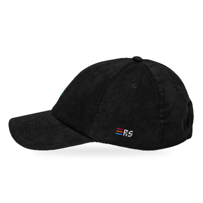 Pixel Cannabis – Bestickte Cord Cap · Schwarz · side