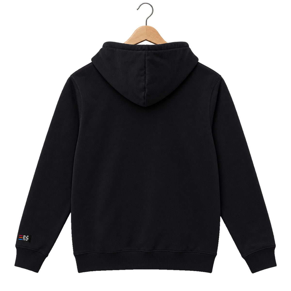 Pixel Cannabis – Bestickter Bio Hoodie · Schwarz · Rückansicht