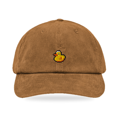 Pixel Ente – Bestickte Cord Cap · Braun · front