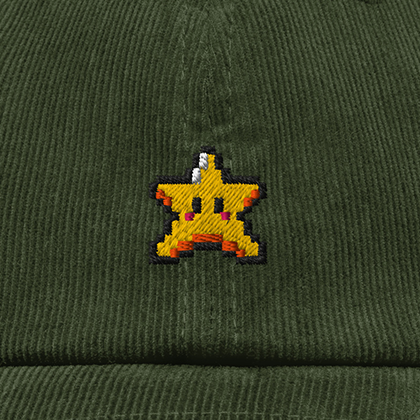 Pixel Stern – Bestickte Cord Cap · Grün · Stick