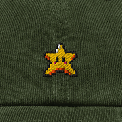 Pixel Stern – Bestickte Cord Cap · Grün · Stick