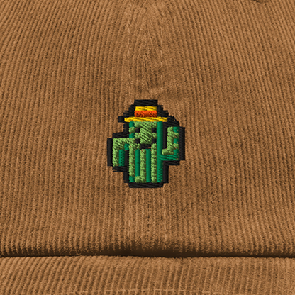 Pixel Kaktus – Bestickte Cord Cap · Braun · Stick