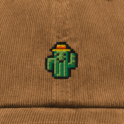 Pixel Kaktus – Bestickte Cord Cap · Braun · Stick
