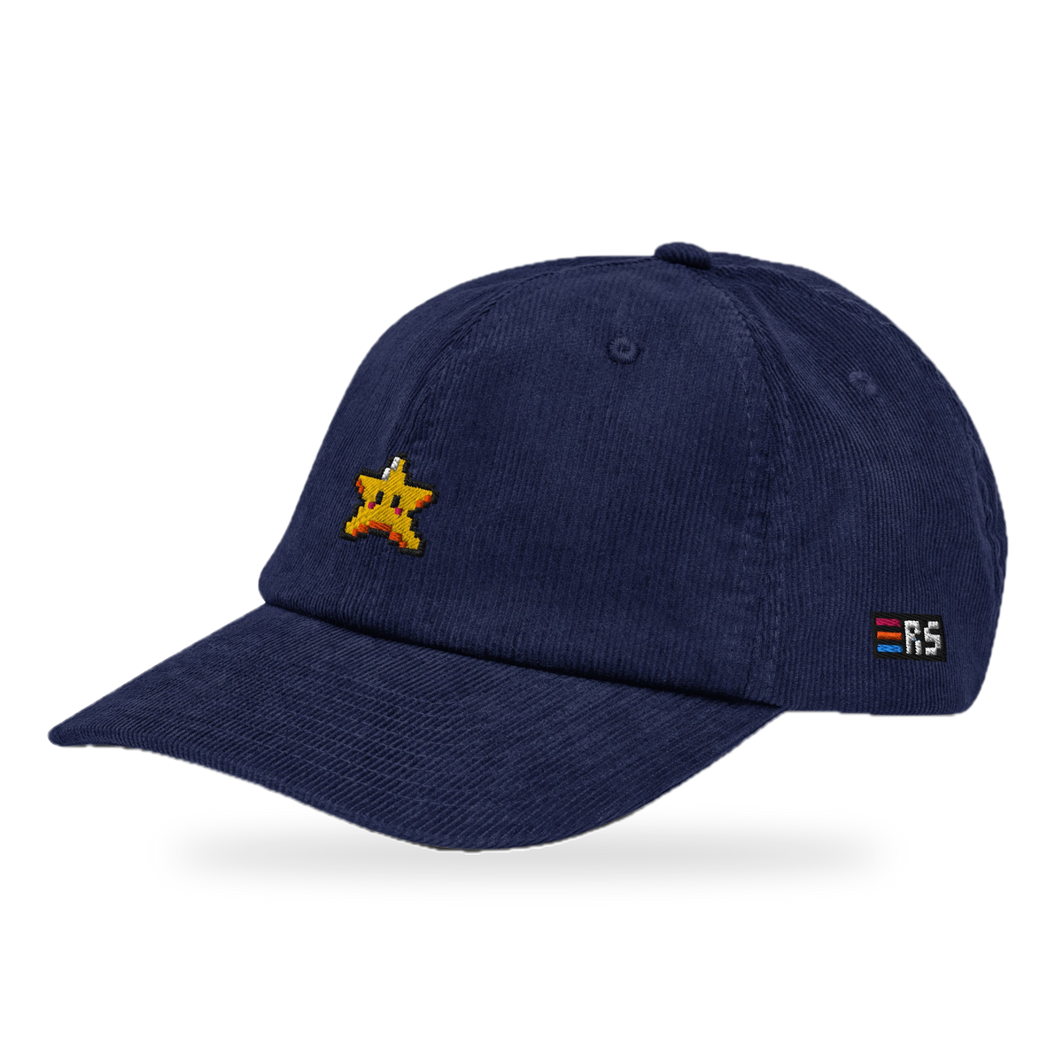 Pixel Stern – Bestickte Cord Cap · Blau · three_quarter