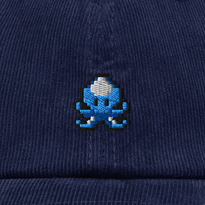 Pixel Krake – Bestickte Cord Cap · Blau · Stick