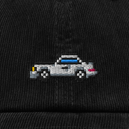 Pixel Sportwagen weiß – Bestickte Cord Cap · Schwarz · Stick