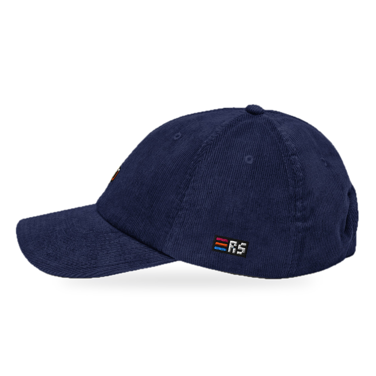 Pixel Bier – Bestickte Cord Cap · Blau · Seite · freigestellt