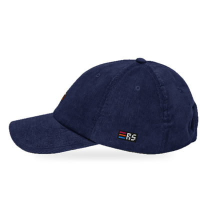 Pixel Bier – Bestickte Cord Cap · Blau · Seite · freigestellt