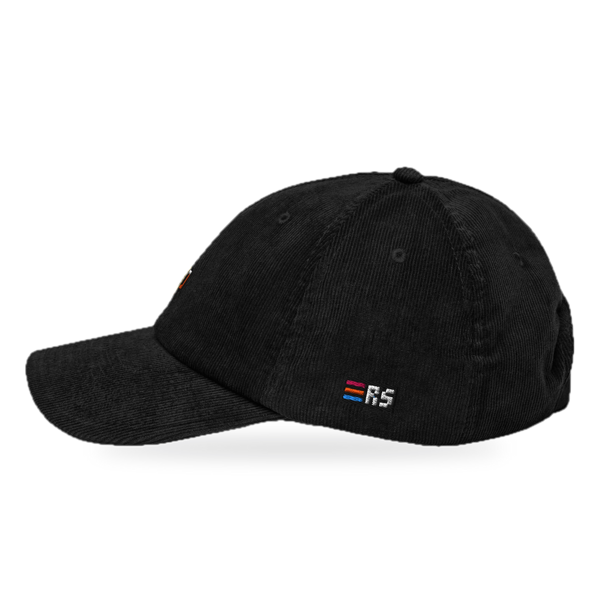Pixel Bier – Bestickte Cord Cap · Schwarz · Seite · freigestellt