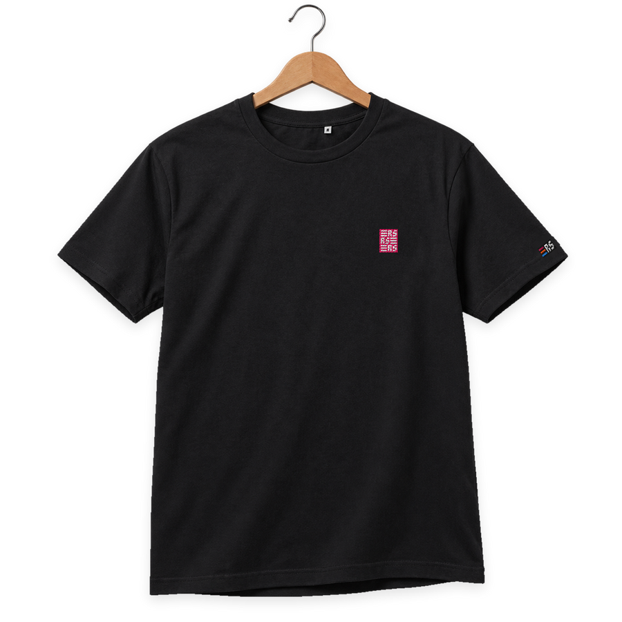 RS Monogram – Besticktes Bio T-Shirt · Schwarz · Bügel A