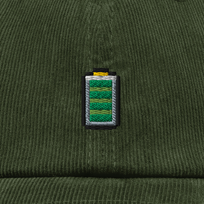 Pixel Batterie – Bestickte Cord Cap · Grün · Stick