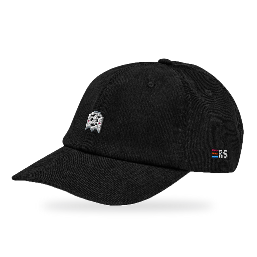 Pixel Geist – Bestickte Cord Cap · Schwarz · three_quarter