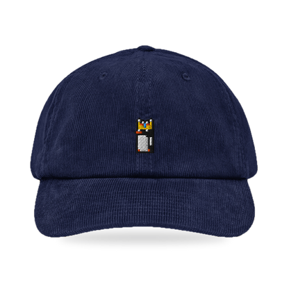 Pixel Pinguin Mit Krone – Bestickte Cord Cap · Blau · front