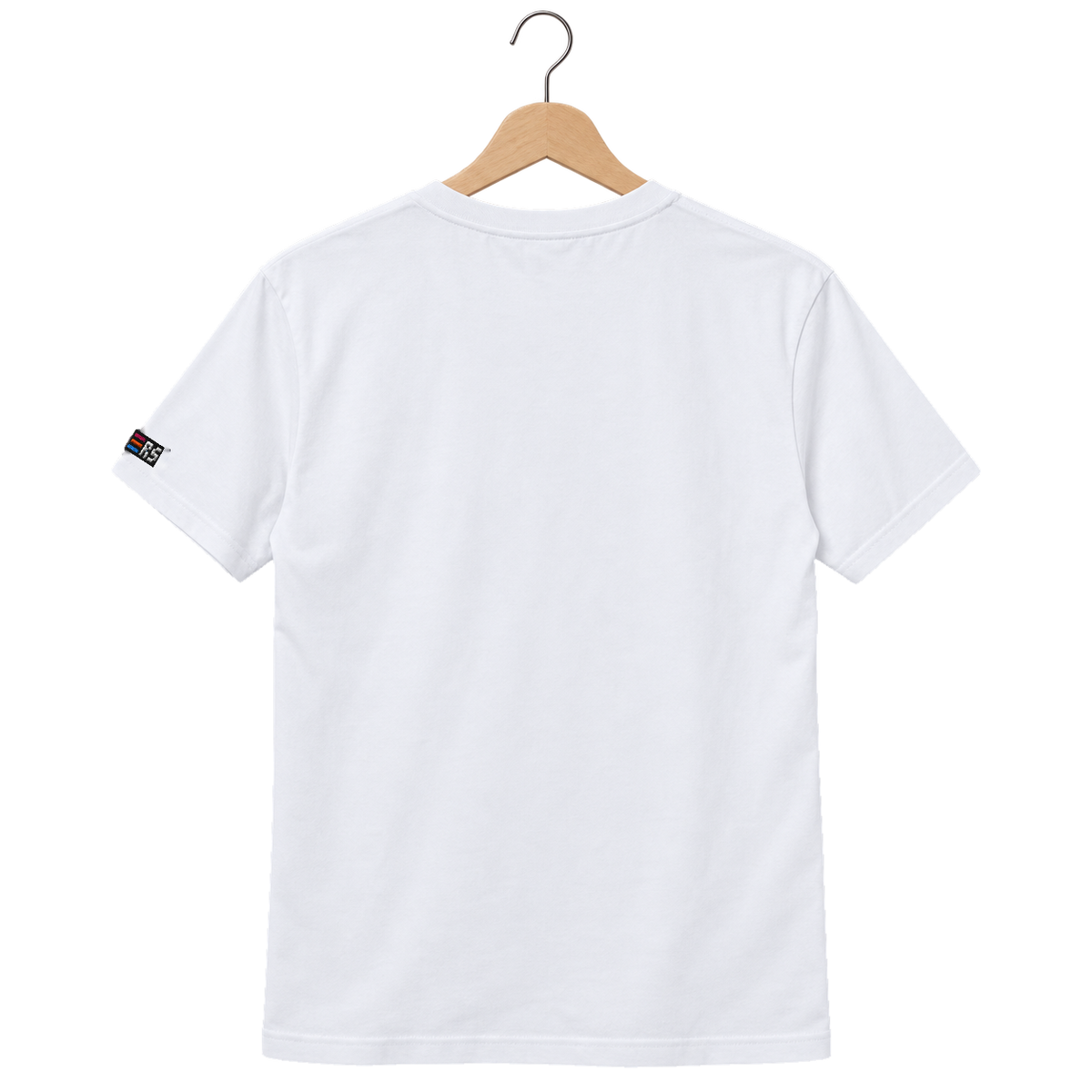 Pixel Dino Rot – Besticktes Bio T-Shirt · Weiß · Rückansicht
