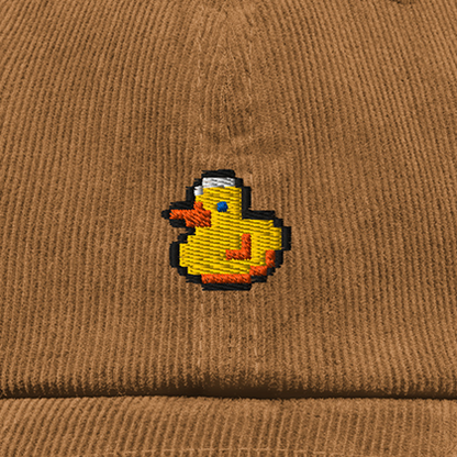 Pixel Ente – Bestickte Cord Cap · Braun · Stick