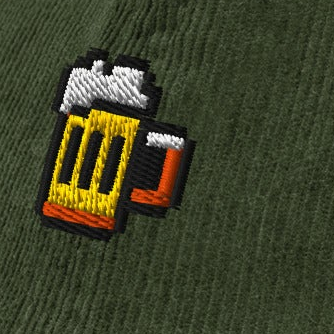 Pixel Bier – Bestickte Cord Cap · Grün · Stick