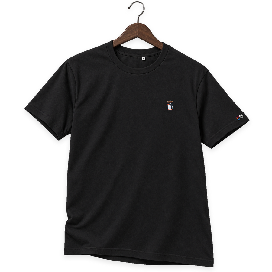 Pixel Pinguin Mit Cowboyhut – Besticktes Bio T-Shirt · Schwarz · Bügel B