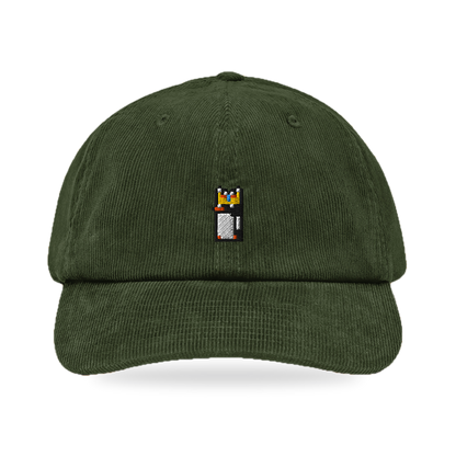 Pixel Pinguin Mit Krone – Bestickte Cord Cap · Grün · front