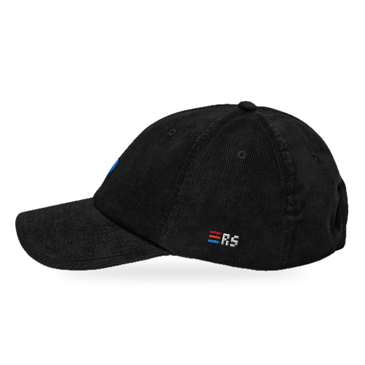 Pixel Herz Blau – Bestickte Cord Cap · Schwarz · side