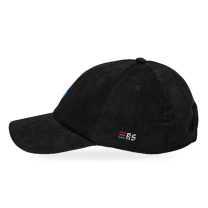 Pixel Herz Blau – Bestickte Cord Cap · Schwarz · side
