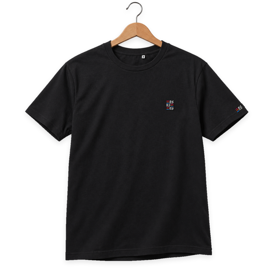 RS Monogram – Besticktes Bio T-Shirt · Schwarz · Bügel A