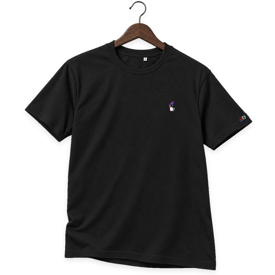 Pixel Pinguin Mit Zauberhut – Besticktes Bio T-Shirt · Schwarz · Bügel B