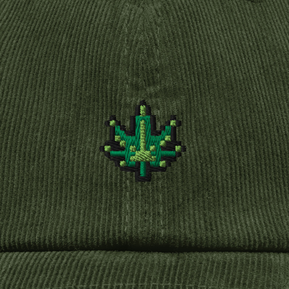Pixel Cannabis – Bestickte Cord Cap · Grün · Stick