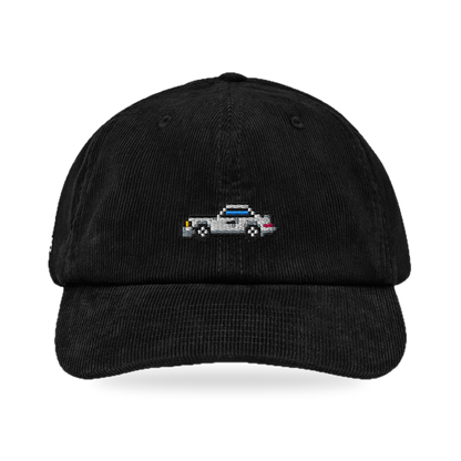Pixel Sportwagen weiß – Bestickte Cord Cap · Schwarz · front