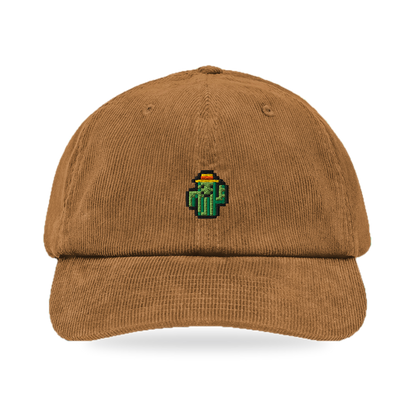 Pixel Kaktus – Bestickte Cord Cap · Braun · front