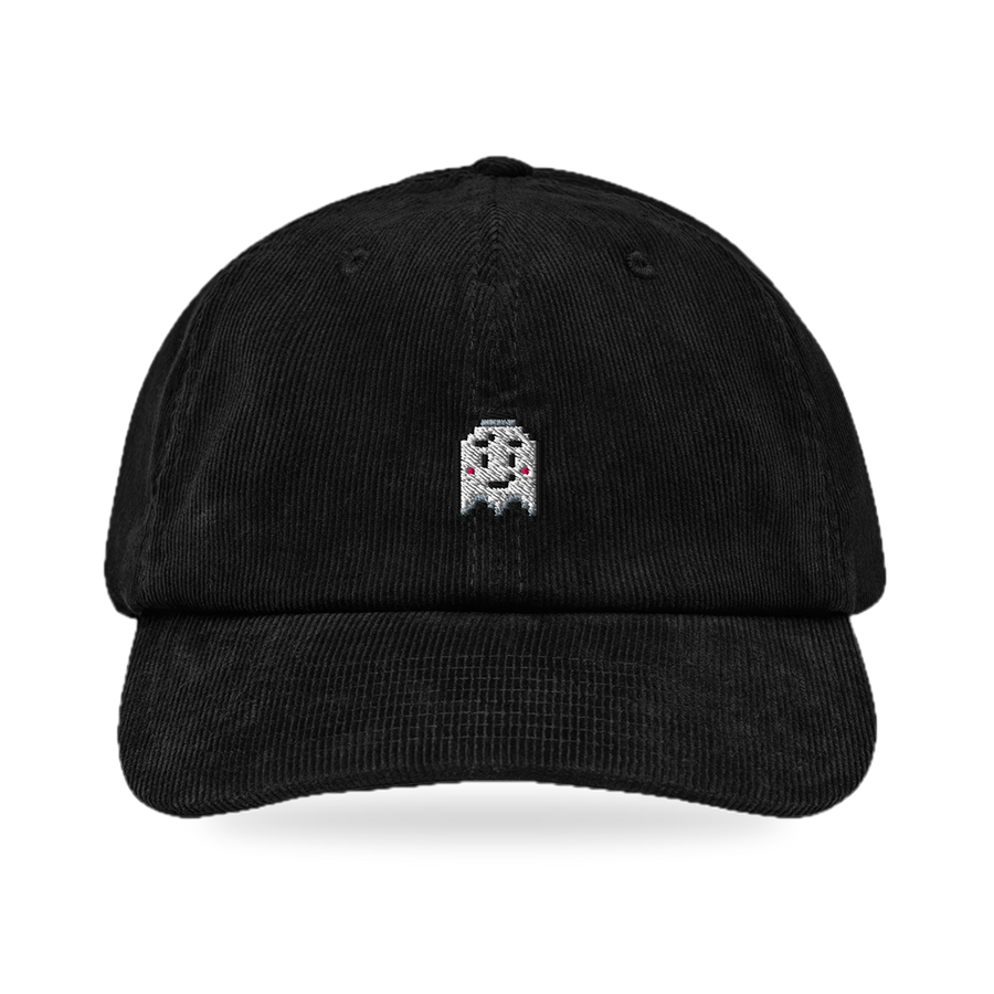 Pixel Geist – Bestickte Cord Cap · Schwarz · front
