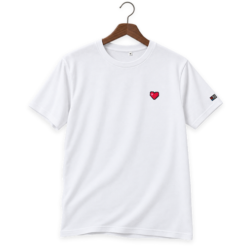 Pixel Herz – Besticktes Bio T-Shirt