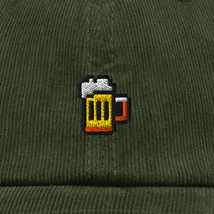 Pixel Bier – Bestickte Cord Cap · Grün · Stick