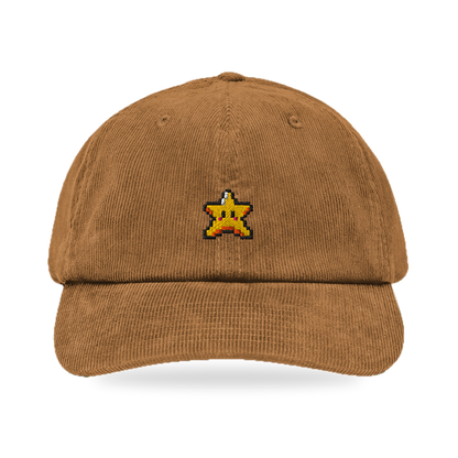 Pixel Stern – Bestickte Cord Cap · Braun · front