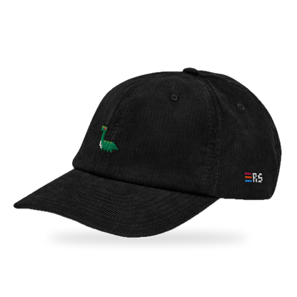 Pixel Dino – Bestickte Cord Cap · Schwarz · three_quarter