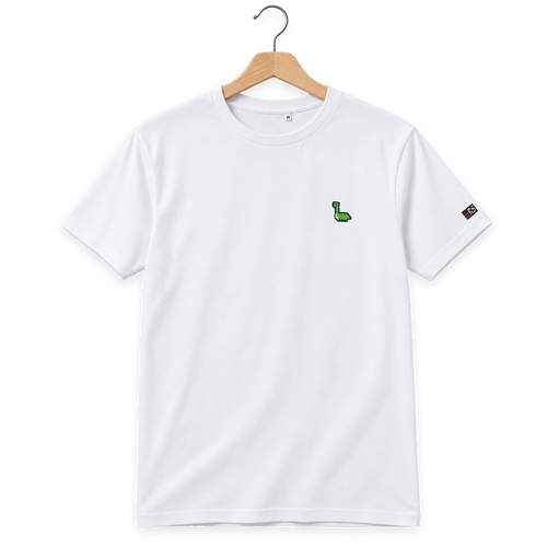 Pixel Dino – Besticktes Bio T-Shirt