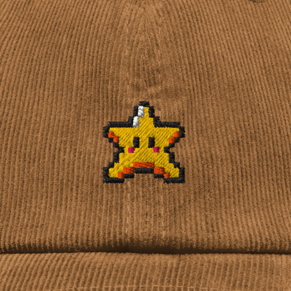 Pixel Stern – Bestickte Cord Cap · Braun · Stick