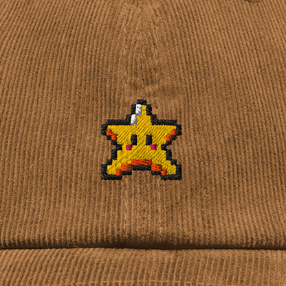 Pixel Stern – Bestickte Cord Cap · Braun · Stick