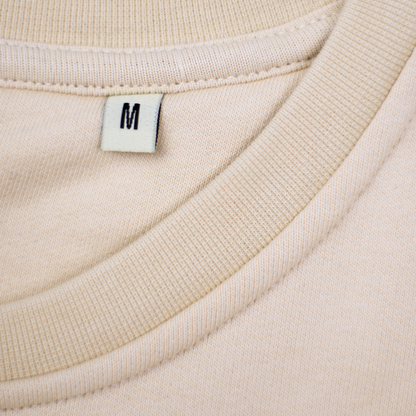 Pixel Dino Rot – Bestickter Bio Pullover · Beige · Stoff und Verarbeitung, farblich abgestimmt