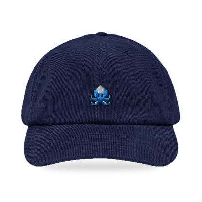 Pixel Krake – Bestickte Cord Cap · Blau · front