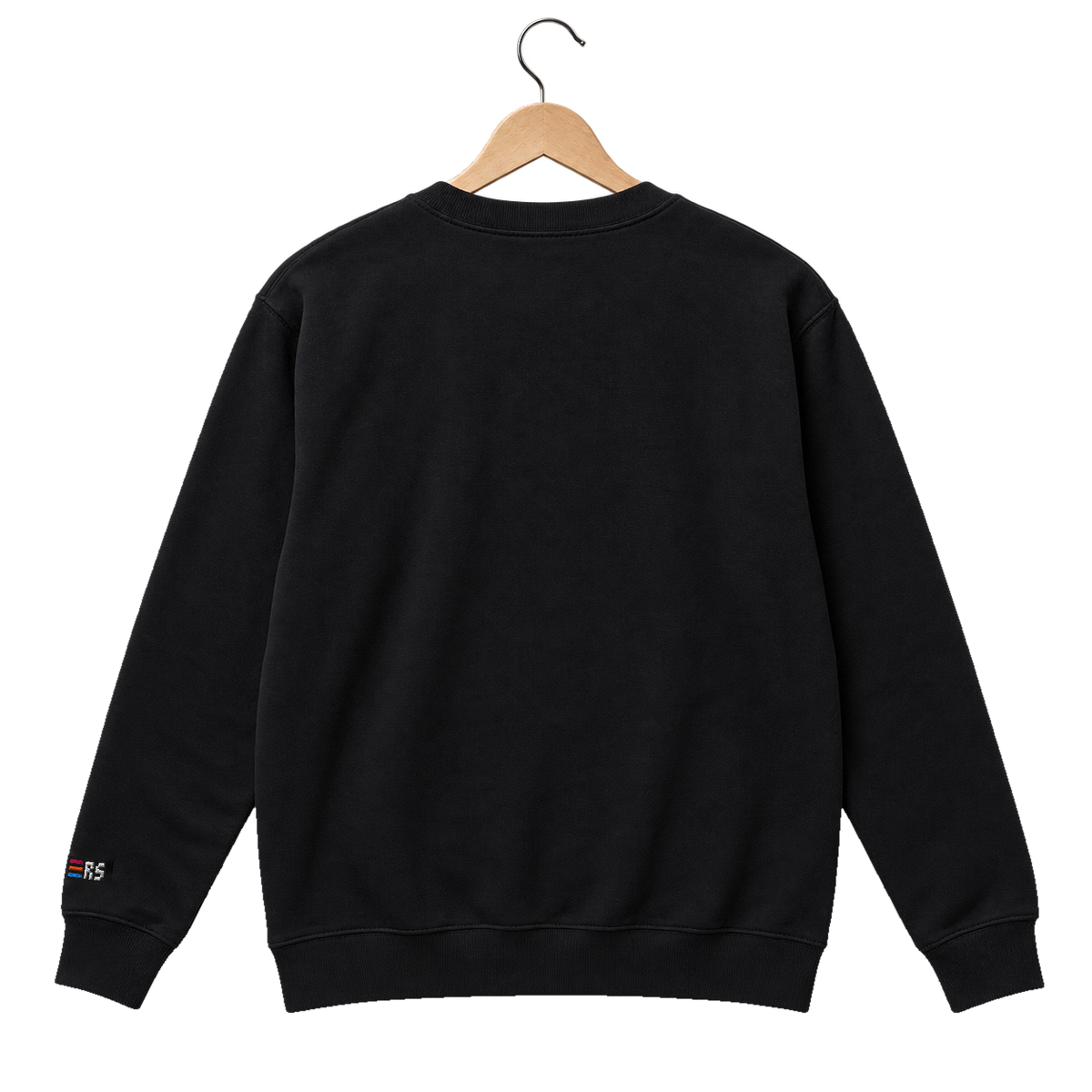 Pixel Cannabis – Bestickter Bio Pullover · Schwarz · Rückansicht