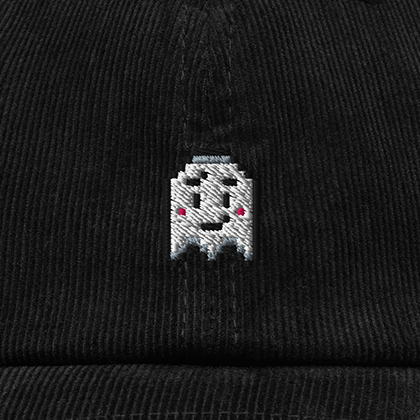 Pixel Geist – Bestickte Cord Cap · Schwarz · Stick