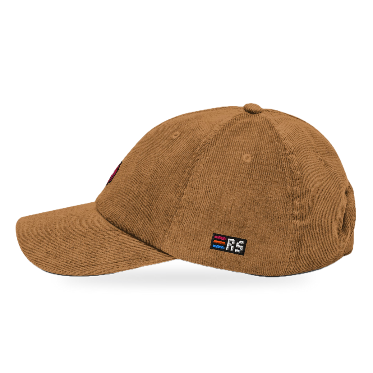 Pixel Alien Rot – Bestickte Cord Cap · Braun · side