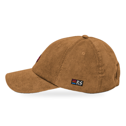 Pixel Alien Rot – Bestickte Cord Cap · Braun · side