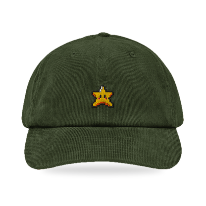 Pixel Stern – Bestickte Cord Cap · Grün · front