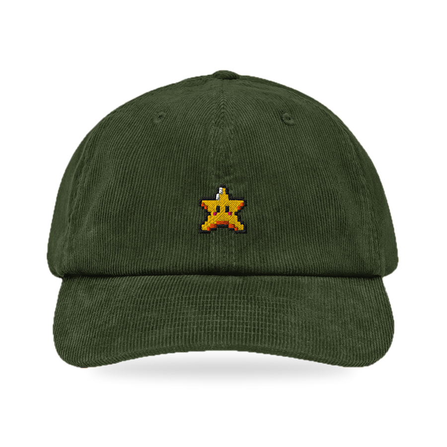 Pixel Stern – Bestickte Cord Cap · Grün · front