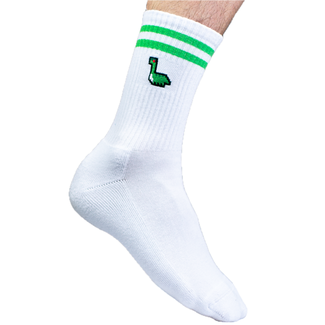 Pixel Dino – Bestickte Bio Baumwoll Socken · Standard · Produktdetail, Ansicht 2