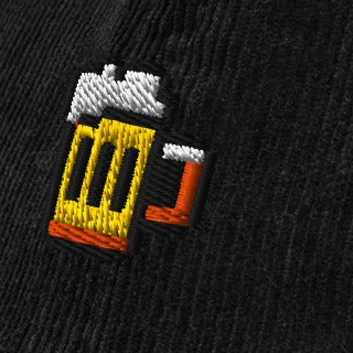 Pixel Bier – Bestickte Cord Cap · Schwarz · Stick